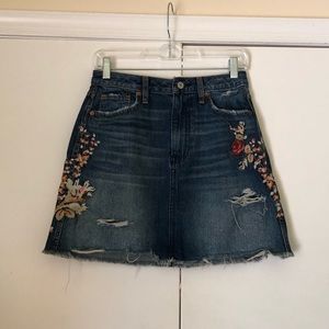 Abercrombie and Fitch Embroidered Denim Skirt